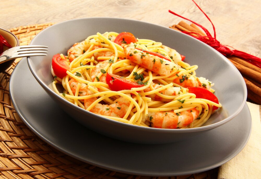 Mediterrane Woche - Silvretta Montafon | © Silvretta Montafon Ein Teller voll mit Spagetthi und Meeresfrüchten wie Rießengarnelen | © Silvretta Montafon