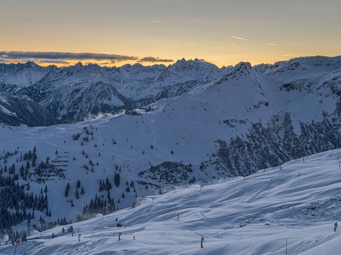 Morgenrot im Skigebiet Silvretta Montafon. | © Silvretta Montafon - Vanessa Strauch