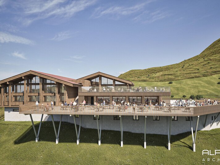 Ein Rendering von dem neuen Kapellrestaurant in der Silvretta Montafon | © Silvretta Montafon - Alpstein Architekten