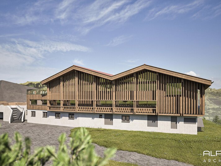 Ein Rendering von dem neuen Kapellrestaurant in der Silvretta Montafon | © Silvretta Montafon - Alpstein Architekten