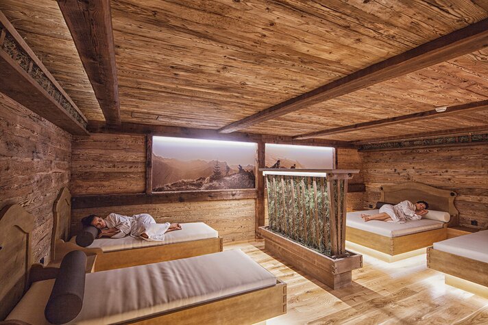 Die Heustoba im Spa des Sporthotel Silvretta Montafon. | © Silvretta Montafon - Markus Gmeiner