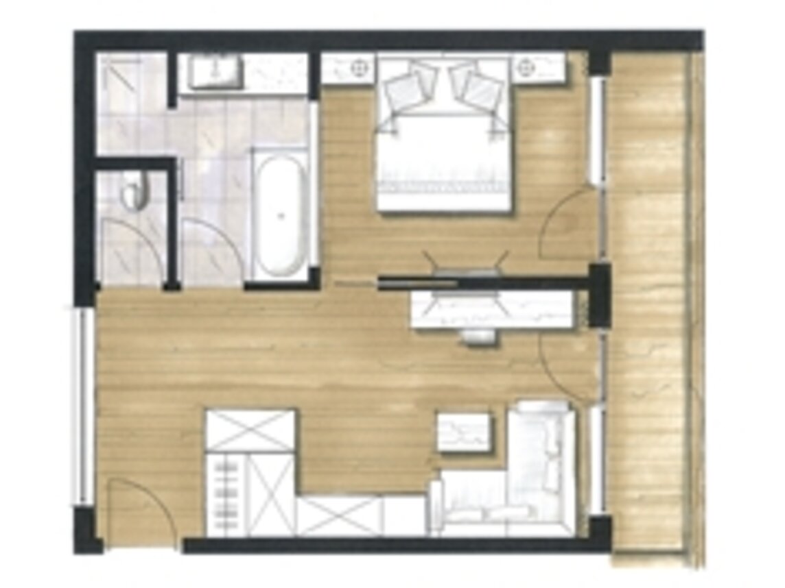 Ein Grundriss von der Goldsuite im Sporthotel Silvretta Montafon | © Sporthotel Silvretta Montafon